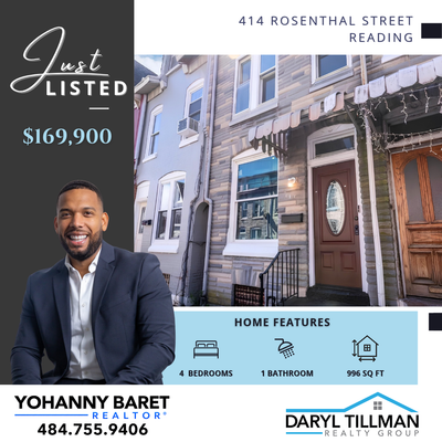 Just Listed: 414 Rosenthal St, Reading, PA 19601 | 4 Bedroom Home